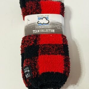 Red & Black Plush Buffalo-Check Socks